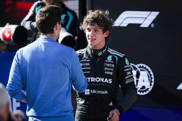 March 14, 2026, Shanghai, Shanghai, China: Mercedes-AMG Petronas Formula One Team driver ANDREA KIMI ANTONELLI shakes hands with the host after securing pole position in qualifying for the Formula One Chinese Grand Prix at Shanghai International Circuit. Shanghai China - ZUMAh201 20260314_zsp_h201_038 Copyright: xYichinxHoux