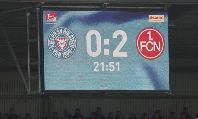 Fussball, Herren, Saison 2025 2026, 2.BL, Holstein Stadion, Holstein Kiel gegen 1.FC Nuernberg DFL REGULATIONS PROHIBIT ANY USE OF PHOTOGRAPHS AS IMAGE SEQUENCES AND OR QUASI-VIDEO.