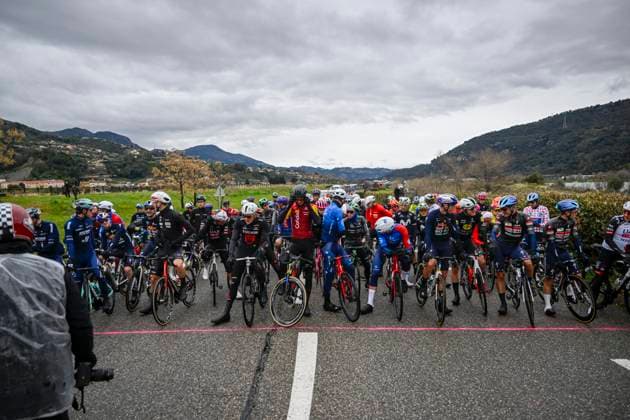 Paris Nice 2026 Stage 7 AURON, FRANCE - MARCH 14 : Improvised startline during stage 7 of the 84th edition of Paris - Nice an UCI World Tour 2.UWT cycling road race stage for Men Elite of 138.7 km with start in Nice and finish in Auron on March 14, 2026 in Auron, France, 14 03 2026 ( Motordriver Guy De Vuyst - Auron France  Copyright: xNicoxVereeckenx
