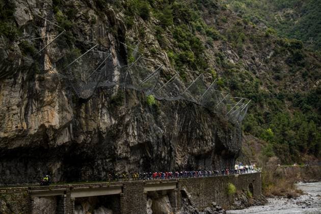 The pack of riders pictured in action during the seventh stage of 84th edition of the Paris-Nice cycling race, from Nice to Isola (120,4 km), on Saturday 14 March 2026. DAVIDxPINTENS  x167439372x