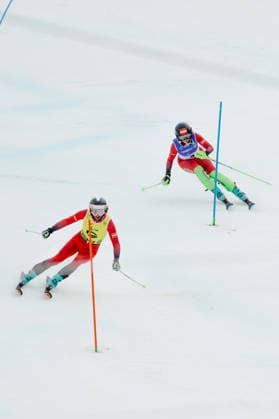 PARALYMPICS - Winter Paralympics Milano Cortina 2026 CORTINA D AMPEZZO,ITALY,14.MAR.26 - PARALYMPICS, ALPINE SKIING - Paralympic Winter games, Winterspiele,Spiele, Summer games Milano Cortina 2026, slalom, women. Image shows guide Eric Digruber and Veronika Aigner (AUT).  GEPAxpictures xMatthiasxTrinkl