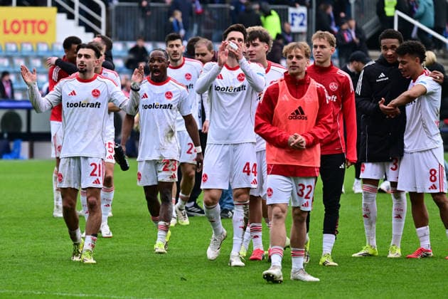 14.03.2026, Fußball, Herren, 2.BL (Bundesliga), Saison 2025 2026, Holstein Kiel - 1. FC Nürnberg, 26. Spieltag Siegesjubel bei Nürnberg Kiel, Holstein-Stadion Holstein-Stadion Schleswig-Holstein Deutschland