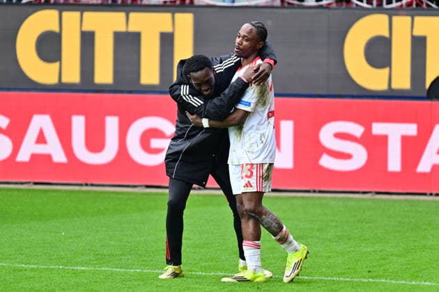14.03.2026, Fußball, Herren, 2.BL (Bundesliga), Saison 2025 2026, Holstein Kiel - 1. FC Nürnberg, 26. Spieltag Siegesjubel bei Nürnberg, Mohamed Ali Zoma Kiel, Holstein-Stadion Holstein-Stadion Schleswig-Holstein Deutschland