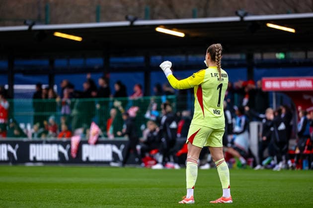 Cara Boesl (1. FC Union Berlin Frauen, 01) Jubel, Torjubel, jubelt ueber Tor zum 0:1, RB Leipzig Frauen vs. 1. FC Union Berlin Frauen, Fussball, Google Pixel Frauen-Bundesliga, 20. Spieltag, Saison 2025 2026, 14.03.2026 ,¨ DFL REGULATIONS PROHIBIT ANY USE OF PHOTOGRAPHS AS IMAGE SEQUENCES AND OR QUASI-VIDEO,¨ RB Leipzig Frauen vs. 1. FC Union Berlin Frauen, Fussball, Google Pixel Frauen-Bundesliga, 20. Spieltag, Saison 2025 2026, 14.03.2026 Leipzig Copyright: xEibner-Pressefoto LauraxRoemerx EP_LRR