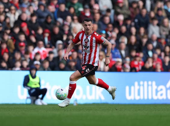 Sunderland, England, 14th March 2026. Granit Xhaka of Sunderland during the Sunderland vs Brighton and Hove Albion Premier League match at the Stadium Of Light, Sunderland. Picture credit should read: Nigel Roddis Sportimage EDITORIAL USE ONLY. No use with unauthorised audio, video, data, fixture lists, club league logos or live services. Online in-match use limited to 120 images, no video emulation. No use in betting, games or single club league player publications. SPI_015_NR_SUND_BRIG SPI-4601-0015