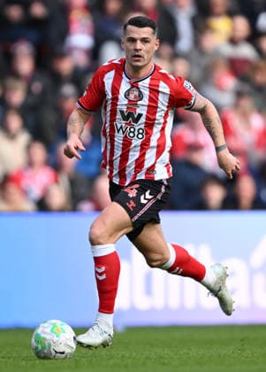 Granit Xhaka of Sunderland Sunderland v Brighton and Hove Albion, Premier League, Football, Stadium of Light, Sunderland, UK - 14 Mar 2026Sunderland Stadium of Light United Kingdom EDITORIAL USE ONLY No use with unauthorised audio, video, data, fixture lists, club league logos or live services. Online in-match use limited to 120 images, no video emulation. No use in betting, games or single club league player publications. Copyright: xGreigxCowie Shutterstockx 16757170ap