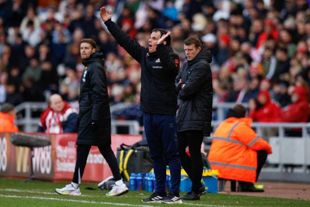 Sunderland v Brighton and Hove Albion, Premier League Regis Le Bris Manager of Sunderland gives out instructions during the Premier League match between Sunderland and Brighton and Hove Albion at the Stadium Of Light, Sunderland, UK on 14 March 2026. Sunderland Stadium Of Light Tyne and Wear UK Editorial use only DataCo restrictions apply See www.football-dataco.com , Copyright: xCraigxCowanx PSI-23898-0070