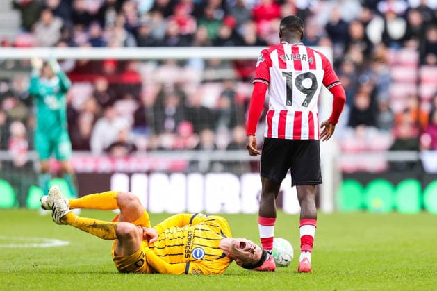 Sunderland v Brighton & Hove Albion, Premier League Pascal Gross of Brighton & Hove Albion stays down after a challenge during the Sunderland v Brighton & Hove Albion Premier League match at the Stadium of Light, Sunderland, England on 14 March 2026 Credit: Richard Bierton Every Second Media Editorial use only. All images are copyright Every Second Media Limited. No images may be reproduced without prior permission. All rights reserved. Premier League and Football League images are subject to licensing agreements with Football DataCo Limited. see https: www.football-dataco.com Copyright: xIMAGO EveryxSecondxMediax ESM-1858-0035 RichardxBiertonx xEveryxSecondxMediax