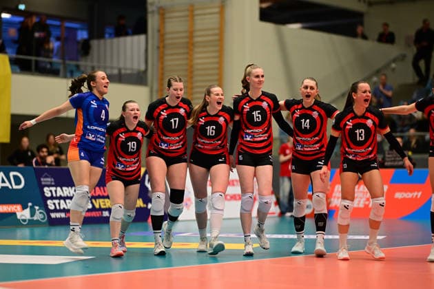 Volleyball I Frauen I Saison 2025-2026 I Bundesliga I Hauptrunde I ETV Hamburger Volksbank Volleys - VC Wiesbaden I 14.03.2026 ETV Hamburger Volksbank Volleys Frauen Jubel, Begeisterung, Enthusiasmus, Euphorie, Freude, Glücksgefühl, Heiterkeit bei: Hamburg CU-Arena Hamburg Deutschland Copyright: xLobeca FelixxSchlikisx