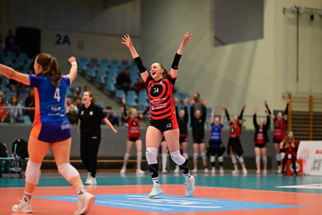 Volleyball I Frauen I Saison 2025-2026 I Bundesliga I Hauptrunde I ETV Hamburger Volksbank Volleys - VC Wiesbaden I 14.03.2026 Jubel, Begeisterung, Enthusiasmus, Euphorie, Freude, Glücksgefühl, Heiterkeit bei: Fiona Dittmann (14, ETV Hamburger Volksbank Volleys) Hamburg CU-Arena Hamburg Deutschland Copyright: xLobeca FelixxSchlikisx