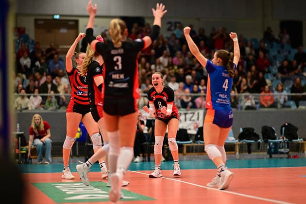 Volleyball I Frauen I Saison 2025-2026 I Bundesliga I Hauptrunde I ETV Hamburger Volksbank Volleys - VC Wiesbaden I 14.03.2026 Jubel, Begeisterung, Enthusiasmus, Euphorie, Freude, Glücksgefühl, Heiterkeit bei: Zoe Konjer (8, ETV Hamburger Volksbank Volleys) Hamburg CU-Arena Hamburg Deutschland Copyright: xLobeca FelixxSchlikisx