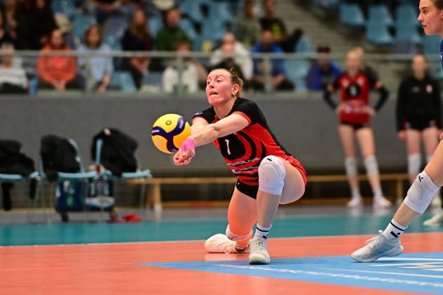 Volleyball I Frauen I Saison 2025-2026 I Bundesliga I Hauptrunde I ETV Hamburger Volksbank Volleys - VC Wiesbaden I 14.03.2026 Annahme Leonie Körtzinger (7, ETV Hamburger Volksbank Volleys) Hamburg CU-Arena Hamburg Deutschland Copyright: xLobeca FelixxSchlikisx