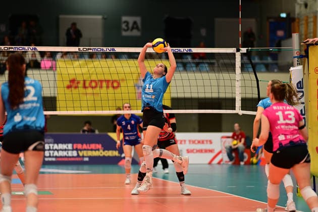 Volleyball I Frauen I Saison 2025-2026 I Bundesliga I Hauptrunde I ETV Hamburger Volksbank Volleys - VC Wiesbaden I 14.03.2026 Sanne Konijnenberg (11, VC Wiesbaden) Hamburg CU-Arena Hamburg Deutschland Copyright: xLobeca FelixxSchlikisx