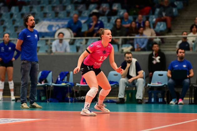 Volleyball I Frauen I Saison 2025-2026 I Bundesliga I Hauptrunde I ETV Hamburger Volksbank Volleys - VC Wiesbaden I 14.03.2026 Bietau, Lilly (13, VC Wiesbaden) Hamburg CU-Arena Hamburg Deutschland Copyright: xLobeca FelixxSchlikisx