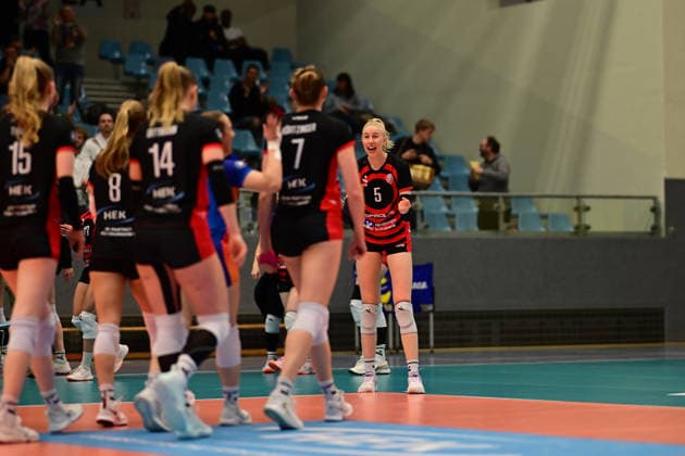 Volleyball I Frauen I Saison 2025-2026 I Bundesliga I Hauptrunde I ETV Hamburger Volksbank Volleys - VC Wiesbaden I 14.03.2026 Jubel, Begeisterung, Enthusiasmus, Euphorie, Freude, Glücksgefühl, Heiterkeit bei: Anna Hartig (5, ETV Hamburger Volksbank Volleys) Hamburg CU-Arena Hamburg Deutschland Copyright: xLobeca FelixxSchlikisx