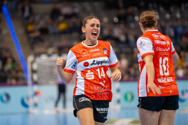 Handball I Frauen I Saison 2025-2026 I DHB-Pokal Final 4 I Halbfinale I Borussia Dortmund - HSG Blomberg-Lippe I 14.03.2026 Ona Vegue i Pena (14, HSG Blomberg-Lippe) jubelt Stuttgart Porsche Arena Baden-Württemberg Deutschland Copyright: xLobeca MaxxPetershansx