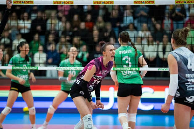 1. Volleyball Bundesliga Frauen: USC Münster vs. Schwarz-Weiss Erfurt; Münster; 14.03.2026 Isabel KovaÄiÄ‡ ( 11; Schwarz-Weiss Erfurt) 1. Volleyball Bundesliga Frauen: USC Münster vs. Schwarz-Weiss Erfurt; Sporthalle Berg Fidel; 14.03.2026 Copyright: xBEAUTIFULxSPORTS Duehringx