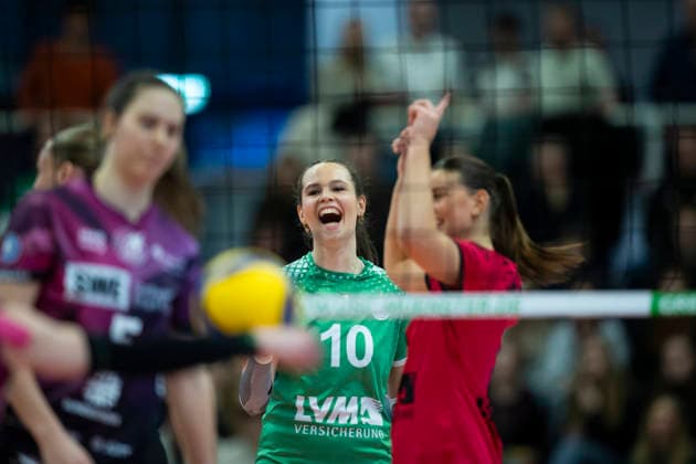 1. Volleyball Bundesliga Frauen: USC Münster vs. Schwarz-Weiss Erfurt; Münster; 14.03.2026 Amelie Strothoff ( 10; USC Münster) 1. Volleyball Bundesliga Frauen: USC Münster vs. Schwarz-Weiss Erfurt; Sporthalle Berg Fidel; 14.03.2026 Copyright: xBEAUTIFULxSPORTS Duehringx