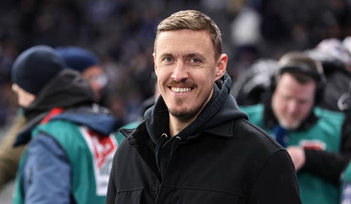 Max Kruse zu Besuch im Stadion Portrait Porträt Einzelbild close up Fußball Fussball DFL 2. Bundesliga Herren 26. Spieltag Saison 2025 2026 14.03.2026 Hertha BSC Berlin vs. VfL Bochum DFL regulations prohibit any use of photographs as image sequences and or quasi-video