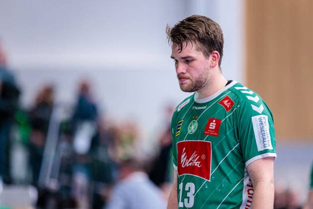 Enttaeuschung nach 31:33 Niederlage, Ian Weber (GWD Minden, 13) GER, GWD Minden vs. HSG Wetzlar, Handball, 1. Bundesliga, 25. Spieltag, Spielzeit 2025 2026, 14.03.2026 GER, GWD Minden vs. HSG Wetzlar, Handball, 1. Bundesliga, 25. Spieltag, Spielzeit 2025 2026, 14.03.2026 Minden Copyright: xEibner-Pressefoto JanxRollingerx EP_JSK