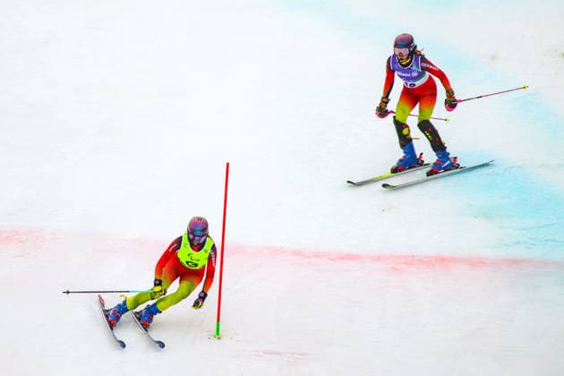 Paralympic Winter games, Winterspiele,Spiele, Summer games Milano Cortina 2026; Cortina, 14.03.2026 Maya Fuegenschuh und Guide Johanna Holzmann von Team Germany in Action beim Para Alpine Skiing Giant-Slalom der Frauen bei Milano Cortina 2026 Paralympic Winter Games am 14.03.2026 *** Paralympic Winter Games Milano Cortina 2026 Cortina, 14 03 2026 Maya Fuegenschuh and guide Johanna Holzmann from Team Germany in action at the womens Para Alpine Skiing Giant Slalom at Milano Cortina 2026 Paralympic Winter Games on 14 03 2026 Copyright: xBEAUTIFULxSPORTS MarcusxHartmannx