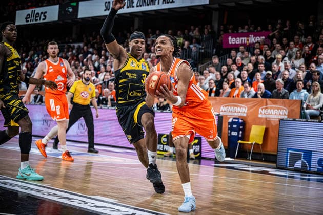 1. Basketball Bundesliga, easyCredit BBL, Saison 2025 2026, Herren, Hauptrunde, 24. Spieltag, 14.03.2026, RASTA Vechta - MHP Riesen Ludwigsburg Alonzo Verge ( 11 - RASTA Vechta) in Aktion Vechta RASTA Dome Niedersachsen Deutschland