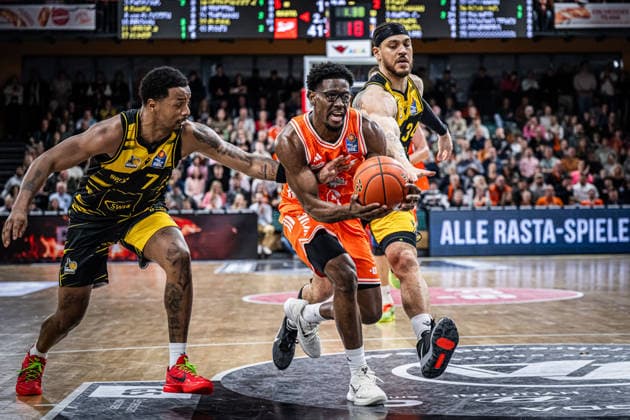 1. Basketball Bundesliga, easyCredit BBL, Saison 2025 2026, Herren, Hauptrunde, 24. Spieltag, 14.03.2026, RASTA Vechta - MHP Riesen Ludwigsburg TJ Bamba ( 5 - RASTA Vechta) in Aktion Vechta RASTA Dome Niedersachsen Deutschland