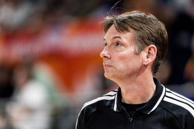 LYON-VILLEURBANNE, FRANCE - MARCH 14: Olaf Lange (Head Coach Germany) during the FIBA Women™s World Cup Qualifying Tournament match between Germany (GER) vs. France (FRA) at Astroballe on matchday 3 of the FIBA Women™s World Cup Qualifying Tournament on March 14, 2026 in Lyon-Villeurbanne, France. France Copyright: xSteffiexWunderlx