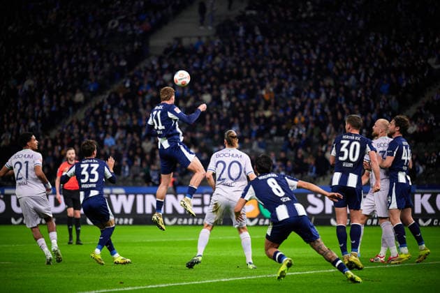 Marton Dardai (Hertha BSC, 31), Kopfball, GER, Hertha BSC vs. ,VfL Bochum 1848, 2. Bundesliga, Saison 2025 2026, 26. Spieltag, 14.03.2026 (DFL REGULATIONS PROHIBIT ANY USE OF PHOTOGRAPHS AS IMAGE SEQUENCES AND OR QUASI - VIDEO). GER, Hertha BSC vs. ,VfL Bochum 1848, 2. Bundesliga, Saison 2025 2026, 26. Spieltag, 14.03.2026 Berlin