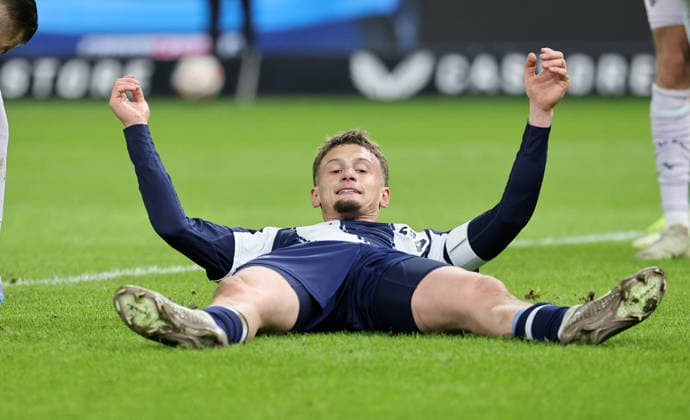Michael Cuisance enttäuscht nach vergebener Torchance Enttäuschung Fußball Fussball DFL 2. Bundesliga Herren 26. Spieltag Saison 2025 2026 14.03.2026 Hertha BSC Berlin vs. VfL Bochum DFL regulations prohibit any use of photographs as image sequences and or quasi-video