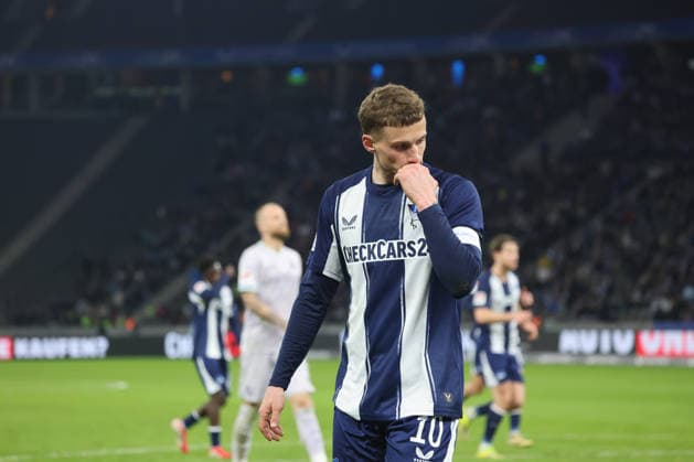 BERLIN, DEUTSCHLAND - MARCH 14: MichaÃ«l Cuisance (Hertha, 10), disappointed, dissatisfied, frustration after a missed goal attempt, during the match in the 2. German Bundesliga: Hertha BSC - VfL Bochum at Olympiastadion on matchday 26 on March 14, 2026 in Berlin, Deutschland. DFB regulations prohibit any use of photographs as image sequences and or quasi video. Berlin Deutschland Copyright: xO.Frankex
