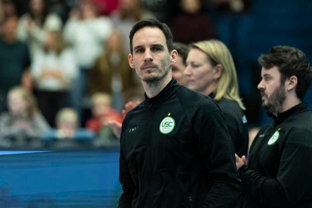 1. Volleyball Bundesliga Frauen: USC Münster vs. Schwarz-Weiss Erfurt; Münster; 14.03.2026 Matthias Pack (Trainer; USC Münster) 1. Volleyball Bundesliga Frauen: USC Münster vs. Schwarz-Weiss Erfurt; Sporthalle Berg Fidel; 14.03.2026 Copyright: xBEAUTIFULxSPORTS Duehringx