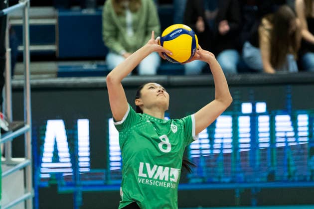 1. Volleyball Bundesliga Frauen: USC Münster vs. Schwarz-Weiss Erfurt; Münster; 14.03.2026 Yina Liu ( 8; USC Münster) 1. Volleyball Bundesliga Frauen: USC Münster vs. Schwarz-Weiss Erfurt; Sporthalle Berg Fidel; 14.03.2026 Copyright: xBEAUTIFULxSPORTS Duehringx