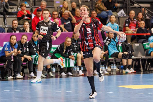 Amelie Berger (Bensheim Auerbach, 3); Aktion, 14.03.2026, Stuttgart (Deutschland), Handball Frauen, Final4 2026, Halbfinale 1, Thüringer HC - HSG Bensheim Auerbach