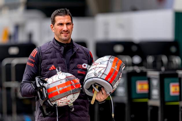 SHANGHAI - Mechanic with the helmets of Formula 1 driver Nico Hulkenberg or Audi Revolut F1 Team during the Formula 1 China Shanghai race at the Shanghai International Circuit on March 15, 2025 in Shanghai, China. (Photo by DeFodi Images) -