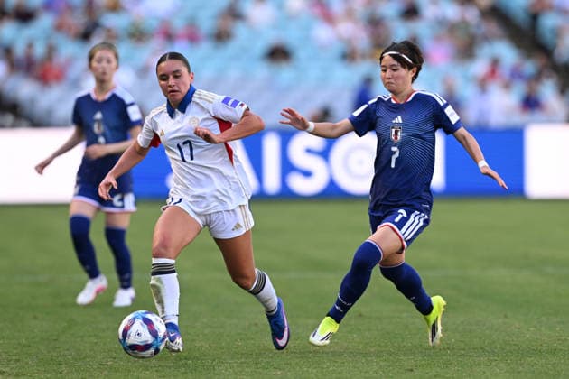 SOCCER ASIAN CUP JAPAN PHILIPPINES, Ariana Markey of the Philipines and Hinata Miyazawa of Japan during the AFC Women™s Asian Cup Quarter Final match between Japan and the Philipines at Accor Stadium in Sydney, Sunday, March 15, 2026. ( NO ARCHIVING, EDITORIAL USE ONLY SYDNEY NEW SOUTH WALES AUSTRALIA  Copyright: xDEANxLEWINSx 20260315172449757619