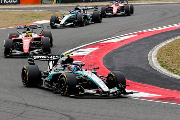 CHINA-MOTORSPORTS F1-SHANGHAI Mercedes™ Kimi Antonelli followed by Ferrari™s Lewis Hamilton and Mercedes™ George Russell and Ferrari™s Charles Leclerc at Shanghai International Circuit during the race at the F1 Chinese Grand Prix, Shanghai, China, March 15, 2026. NEXPHER Peter Li SHANGHAI