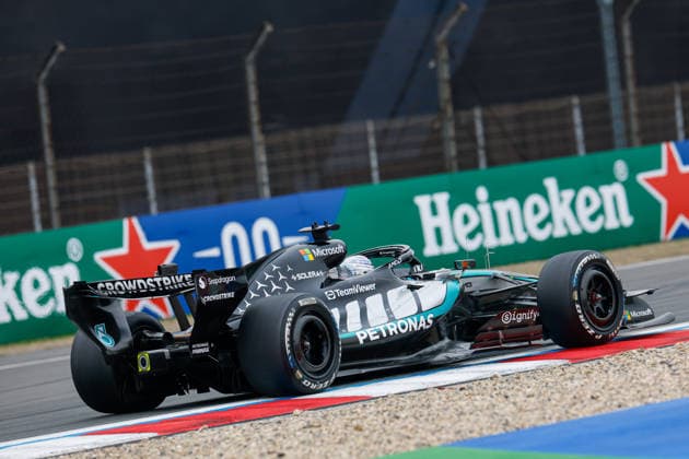 CHINA-MOTORSPORTS F1-SHANGHAI Mercedes™ George Russell in action at Shanghai International Circuit during the race at the F1 Chinese Grand Prix, Shanghai, China, March 15, 2026. NEXPHER Peter Li SHANGHAI