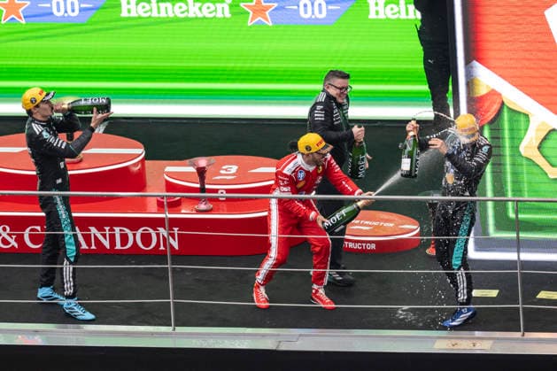 Kimi Antonelli (Mercedes) wins Formula One Chinese Grand Prix Shanghai EB (With 63 George Russell (Mercedes) 44 Lewis Hamilton (Ferrari) ) 12 Kimi Antonelli (Mercedes) wins the Formula One Grand Prix at the Shanghai International Circuit in Shanghai on March 15, 2026. Photo by Eliot Blondet ABACAPRESS.COM Shanghai Chine  Copyright: xBlondetxEliot ABACAx
