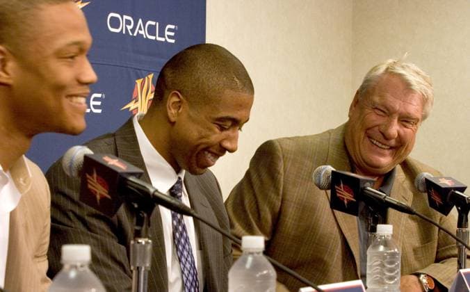 June 30, 2008 - Golden State Warriors head coach Don Nelson, right, laughs along with the team s new draft picks Anthony Randolph, left, and Richard Hendrix at a press conference, PK, Pressekonferenz on Monday, June 30, 2008 at Oracle Arena in Oakland, California. (D. Ross Cameron Oakland Tribune MCT) Copyright: xD.xRossxCameronx