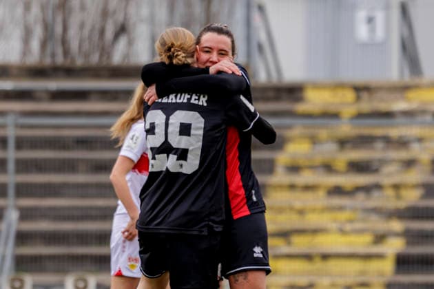 Ingolstadt, Deutschland 15. März 2026: 2.BL - Frauen - 2025 2026 - FC Ingolstadt 04 gegen VfB Stuttgart Im Bild: 2. v.li. Torschützin Lara Felix (FCI) jubelt nach ihrem Tor zum 1:0 ESV-Stadion Bayern Copyright: xFotostandx xSchäferx