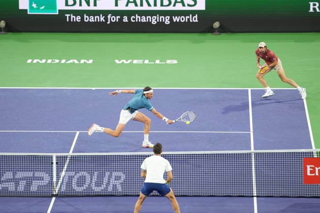 TENNIS : Indian Wells ATP, Tennis Herren Masters 1000 - 15 03 2026 Les cousins Arthur Rinderknech et Valentin Vacherot - Indian Wells 2026 - USA - 15 03 2026 INDIAN WELLS  Copyright: xCCx