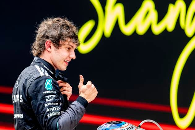 SHANGHAI - Formula 1 driver Kimi Antonelli of Mercedes AMG-Petronas Formula One Team wins a race for the first time during the Formula 1 China Shanghai race at the Shanghai International Circuit on March 15, 2025 in Shanghai, China. (Photo by DeFodi Images) -