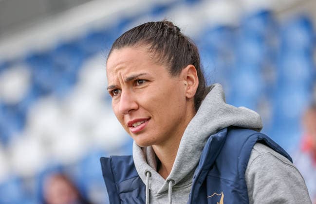 GER, Hoffenheim, TSG Hoffenheim vs SGS Essen, Google Pixel Frauen Bundesliga, Fussball, DFB, Spielzeit 2025 2026, Dietmar-Hopp-Stadion, 20. Spieltag im Bild : Eva-Maria Virsinger (Chef Trainerin TSG Hoffenheim) DFB DFL REGULATIONS PROHIBIT ANY USE OF PHOTOGRAPHS AS IMAGE SEQUENCES AND OR QUASI-VIDEO, 15.03.2026 Copyright: HMBxMedia HendrikxHamelau