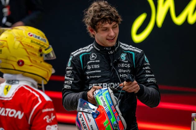 SHANGHAI, CHINA: Andrea Kimi Antonelli, racing for the Mercedes team during the 2026 Formula 1 Chinese Grand Prix at the Shanghai International Circuit in Shanghai, China