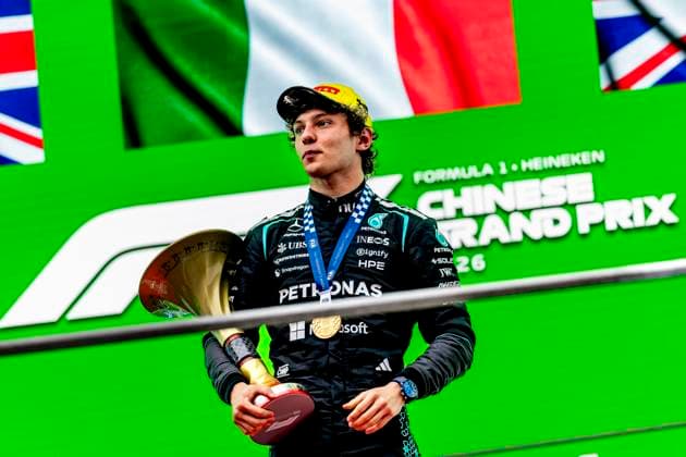 SHANGHAI - Formula 1 driver Kimi Antonelli of Mercedes AMG-Petronas Formula One Team wins his first Formula 1 race during the Formula 1 China Shanghai race at the Shanghai International Circuit on March 15, 2025 in Shanghai, China. (Photo by DeFodi Images) -