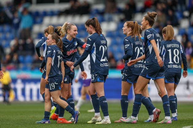 GER, Hoffenheim, TSG Hoffenheim vs SGS Essen, Google Pixel Frauen Bundesliga, Fussball, DFB, Spielzeit 2025 2026, Dietmar-Hopp-Stadion, 20. Spieltag im Bild: Marie Steiner (TSG Hoffenheim Frauen 19) erzielt das 1:0, im Tor, Jubel und Freude, Emotionen DFB DFL REGULATIONS PROHIBIT ANY USE OF PHOTOGRAPHS AS IMAGE SEQUENCES AND OR QUASI-VIDEO, 15.03.2026 Copyright: HMBxMedia HendrikxHamelau