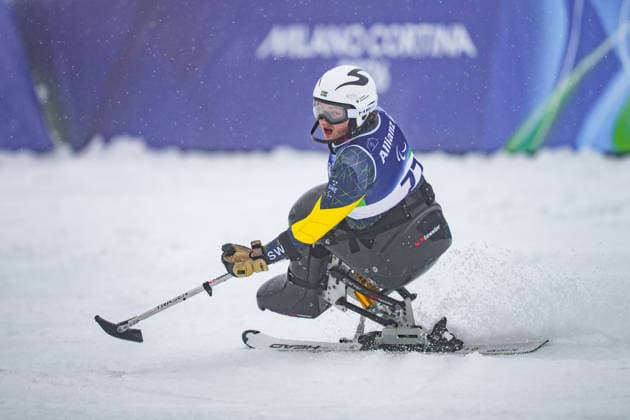 CORTINA, ITALIEN 20260315 Sveriges Elijah Primak under herrarnas staende slalom under i Paralympics i Tofane Alpine Skiiing Center, Cortina. CORTINA ITALIEN 2026 x10500x *** CORTINA, ITALY 20260315 Swedens Elijah Primak during the mens standing slalom at the Paralympics in Tofane Alpine Skiing Center, Cortina CORTINA ITALY 2026 x10500x  Copyright: xMagnusxLejhall ParasportxSverige xTTx PARALYMPICS 2026 SLALOM