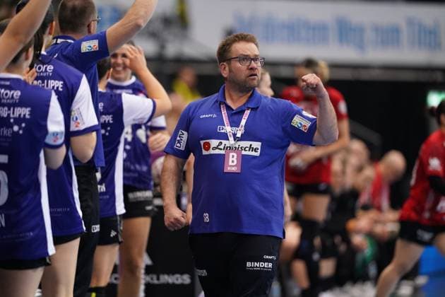 Szene mit Steffen Birkner (999; HSG Blomberg-Lippe) Haushahn Final4 Spiel um Platz 3 Thüringer HC vs HSG Blomberg-Lippe