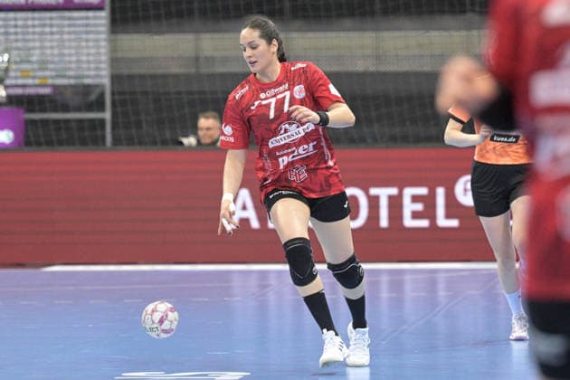 Kelly de Abreu Rosa (Thueringer HC, 77) am mit Ball Thueringer HC vs. HSG Blomberg-Lippe, Handball, Frauen, DHB Pokal Haushahn Final 4, Finale, Saison 2025 2026, 15.03.2026 Thueringer HC vs. HSG Blomberg-Lippe, Handball, Frauen, DHB Pokal Haushahn Final 4, Finale, Saison 2025 2026, 15.03.2026 Stuttgart Copyright: xEibner-Pressefoto TobiasxBaurx EP_TBR